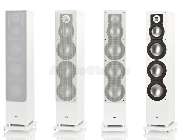 ELAC FS 189 satin white with metal grilles on